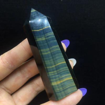 China Manufacturers direct energy yellow and blue crystal tiger eye crystal pillar decoration wholesale for sale