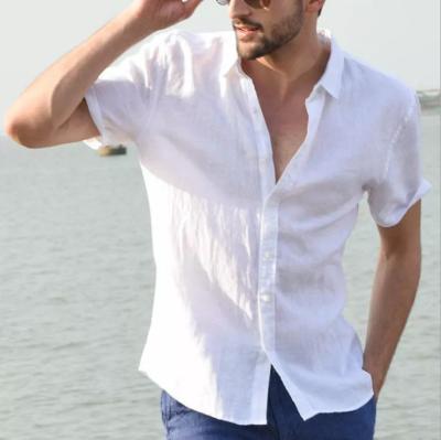 China Wholesale hot sale casual anti-pilling men's short sleeve shirts anti-pilling stripes vintage summer beach men's shirts for sale