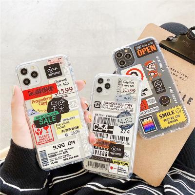 China Code Label Case Cover For Apple iPhone 11 12 Pro Mini Airbag TPU Soft Phone Cases Retro Barcode Max Hot Label For iPhone 12 mini 11 pro XS X Max XR for sale