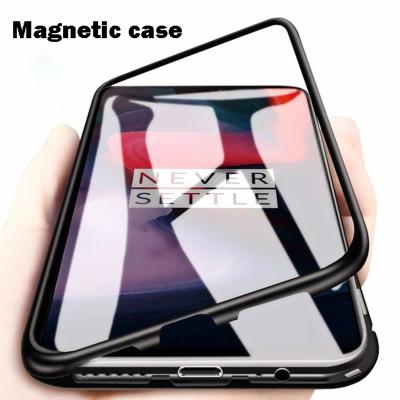 China Tempered Glass Back Cover For OnePlus 7 Factory Price Magnetic Metal Adsorption Phone Case For OnePlus 7 Pro 6T 5T Tempered Glass Back Cover Cases for sale