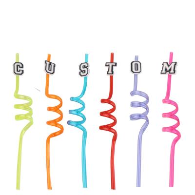 China Amazon Wholesale Straw New Custom Hot Sale Eco-friendly Letter Pattern Spiral Plastic Cardboard Reusable Drinking Straw For Party for sale