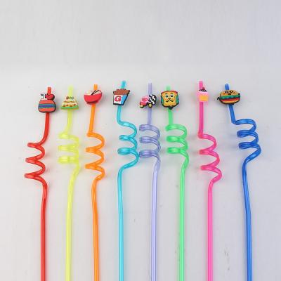 China Amazon Wholesale Hot Selling Eco-friendly Straw Cute Plastic Cartoon Reusable Drinking Straw For Party for sale