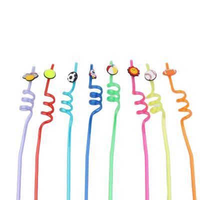 China Eco-friendly Ball Series Spiral Plastic Cartoon Reusable Drinking Straw For Cafe And Restaurant for sale