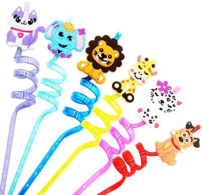 China Eco-friendly Reusable Cartoon Animal Model Drinking Straw Creative Straws Decorative For Party Table for sale