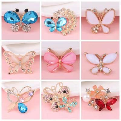 China Eco-Friendly Luxury Bling Croc Charms Rhinestone Metal Designer Butterfly Shoe Charms for sale