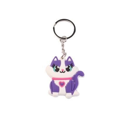 China Custom 3D cartoon key chain PVC color keychain cat dog rubber animal elephant lion key chain for sale