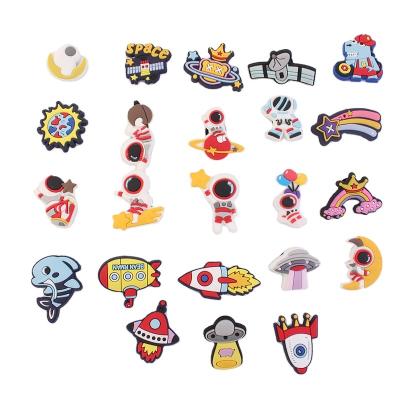 China Space Series Eco-Friendly Shoes Charms Hot Selling Rockets Astronauts Croc Shoe Decoration Accessories PVC Shoe Charms for sale