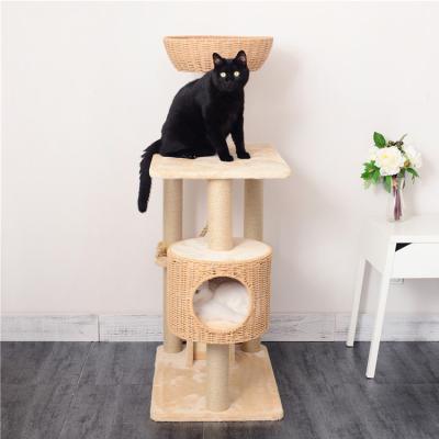 China Factory Price Large Viable Wholesale Wooden Scratcher Cat Tree House Tower for sale