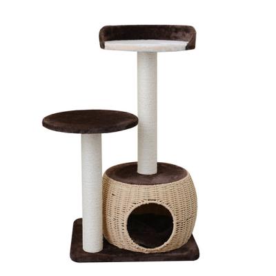 China Large Viable Pet Supplies Nest Cat Tree Integrated High - Level Cat Shelf Cat Climbing Rack Scratching Board for sale