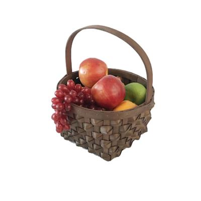 China Viable Handmade Wooden Block Rattan Breadfruit Decoration Picnic Weaving Basket for sale