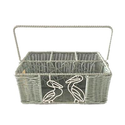 China Sustainable Home Daily Handwoven Iron Rattan Hollow Storage Basket for sale