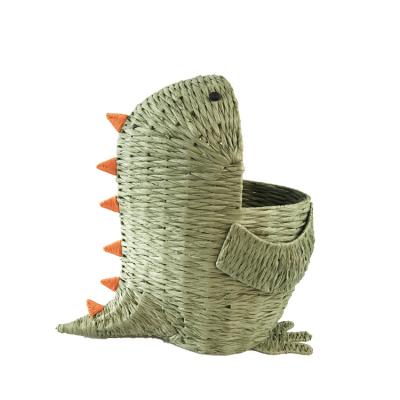 China String Woven Storage Basket Household Storage Box Desktop Bin Kids Viable Handmade Paper Room Toys Storage Bin Dinosaur Shape for sale