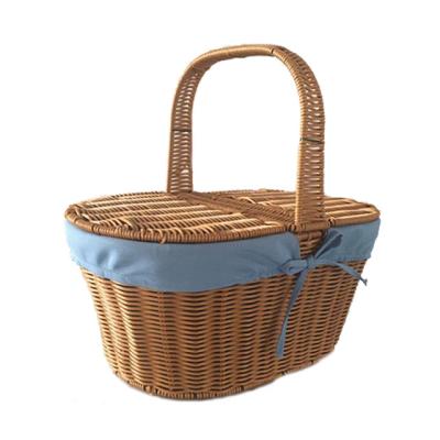 China Viable New Style Outdoor Handmade Natural Rattan Picnic Fruit Basket Storage Basket for sale