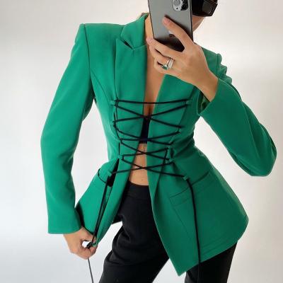 China Trending Sale 2021 Autumn Blazer Bandage Women Casual Office Breathable New Hot Long Sleeve Jacket Clothes Women Blazers Suits Formal Office for sale