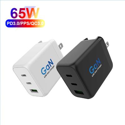 China Fast Type 65W Gan Quick Charger For Laptop Ipad And C Mobile Phone Charing Wall Usb Palladium Charger Mobile Phone 3 Ports for sale