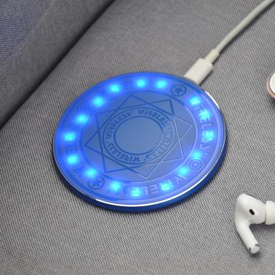 China High Speed ​​Ce Rohs Certified Protection 15W Colorful 15W Fast Wireless Charging Mobile Phone LED Qi Wireless Charger for sale