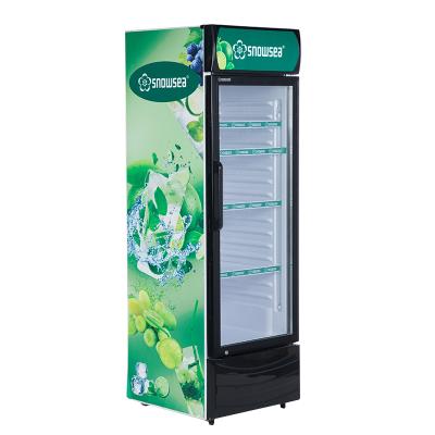 China LC-400W Snowsea High Quality Single-temperature Glass Door Freezer Showcase Display Cooler Upright Cabinet for sale