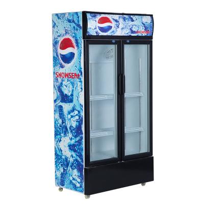 China LC-533 Snowsea Single-temperature Durable Using Vertical Upright Upright Stile Display Double Door Freezing Showcase for sale