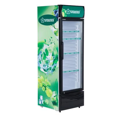 China LC-400W Outdoor Commercial Upright Cooler Glass Door Refrigerator Display Refrigerator for sale