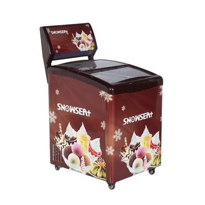 China SDSC-158 Single-temperature defrost more water drain removable freezer store basket ice cream showcase for sale