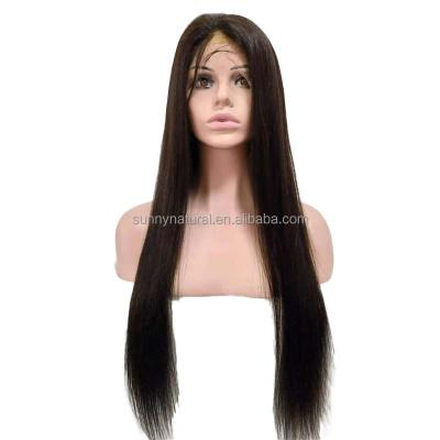 China Straight Double Drawn Bone Straight Lace Frontal Wig Glueless Bleached Knots Straight Brazilian Human Hair Full Lace Wig for sale