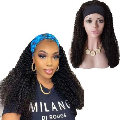 China Yaki Kinky Curly Head Band Human Hair Glueless Wigs for Black Women Sunny Natural Headband Wig Kinky Brazilian Remy Hair no Lace Wig for sale