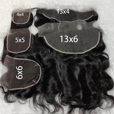 China Natural Wave Wholesale Human Hair Swiss Lace Closure 4x4 5x5 6x6 13x6 13x4 Loose Deep Water Wave Brazil Peruvian Remy Hair Top Closures Piece for sale