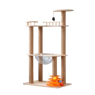 China Stocked 2022 New Design Large Luxury High Quality Wooden Cute Cat Tree for sale