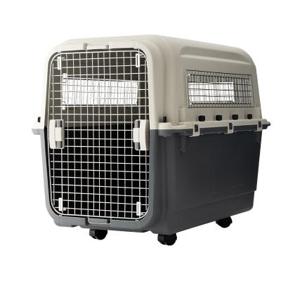 China Hot Selling Plastic Pet Small Animals Cat Dog Air Aviation Cage Plastic Shipping Carton With Handle And Wheels for sale