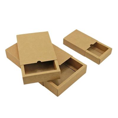 China Wholesale Recyclable Logo Custom Printed Kraft Paper Slipping Drawer Box For Socks Packaging for sale