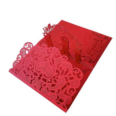 China North America Chinese Laser Cut Elegant Flower Laser Cut Wedding Invitation Card for sale