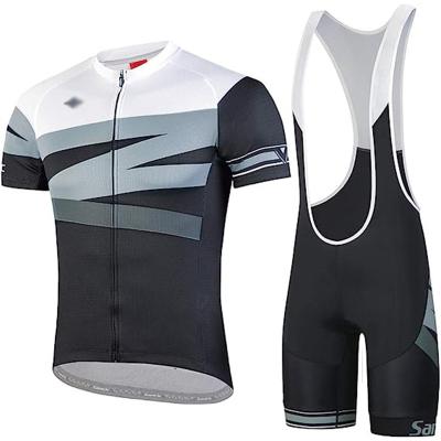 China Antibacterial Mens Skin Suit mtb Wear Cycling Jersey Set High End Bib Shorts 4D Padded Short Sleeve Outfits Set Quick Dry for sale