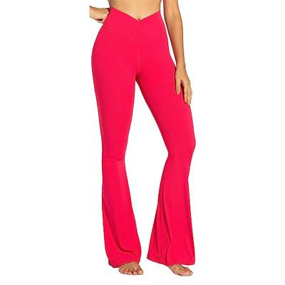 China Breathable girls gym wear comfortable wide leg yoga pantsFlare leggings, crossover yoga pants with high-waisted and wide tummy control leg, for sale