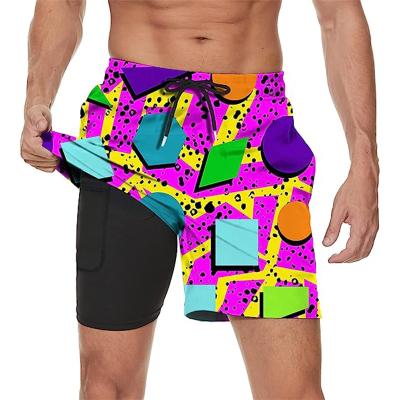 China Custom Logo Swim Waist Stripe Beach Shorts Men Waterproof Plus Trunks Swim Trunks Funny Elastic Waist Quick Dry Swim Trunks for sale