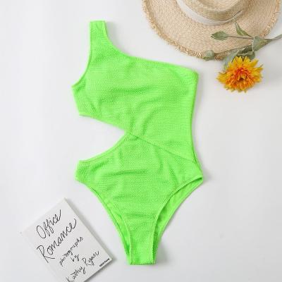 China Wrinkle Fabric Plus Size Swimwear Sexy One-Shoulder One-Piece Bikini For Women for sale