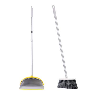 China New Design Household Boomjoy Stick Plastic Broom And Dustpan Cheap Home Cleaning Aluminum Windproof Tool for sale