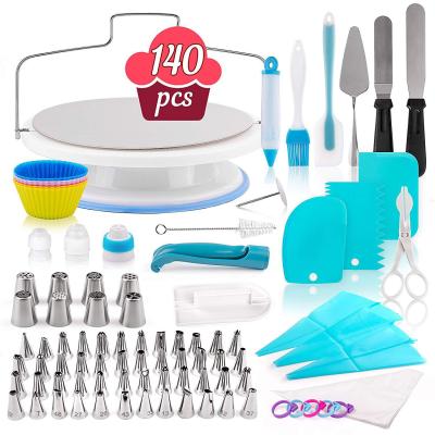 China Sustainable Baking Supplies 140pcs Tool Kit Cake Baking Decorating Accessories Tool Kit With Storage Box for sale