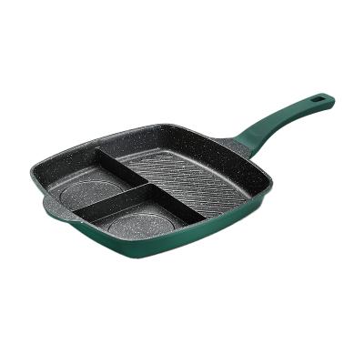 China Viable Pot 3 in 1 Steak Pan Egg Pan Omelet Pan Medical Stone Fried Granite Nonstick Cookware for sale