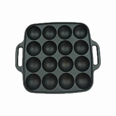 China 16cm Hole Cast Iron Viable Pan For Making Meatballs Bread Box Octopus Balls Cookware Cookware Cookware Stick Pan Non for sale