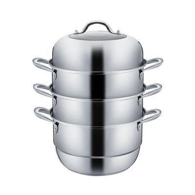 China Sustainable Soup Pot Three Layers 28cm Stainless Cook Pot for sale