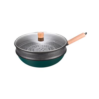 China Viable Best Quality Professional Cast Iron Wok Frying Pan For Cookware Supplies for sale