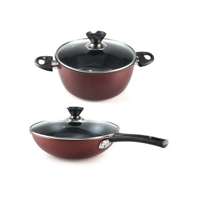 China High quality minimalist food soup pot set cookware non stick cookware sets wok stove wok with cover for sale