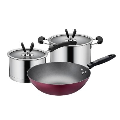 China Modern stainless steel cookware factory cookware set kitchen pot stainless steel dinner set cookware for sale