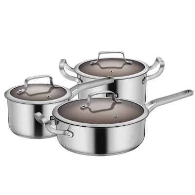 China Modern cookware factory pots cookware set kitchen pot stainless steel dinner set pots cooking stainless steel for sale