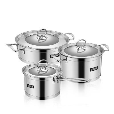 China Modern cookware factory pots cookware set kitchen pot stainless steel dinner set pots cooking stainless steel for sale