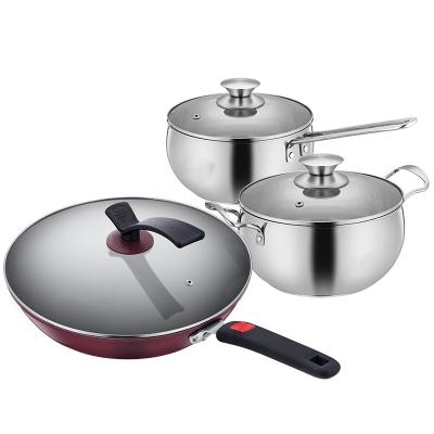 China Modern Factory Chinese Cookware Wok Pan Cooking Pot Kitchen Care Stainless Steel Dinner Set Pots Cooking s Stainless for sale