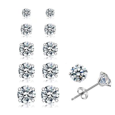 China 2022 Fashion 925 Sterling Silver Women's Simple Custom Jewelry CZ TRENDY Cube Cubic Zirconia Oxide Stud Earrings for sale