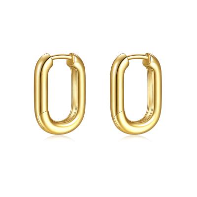 China Other S925 Sterling Silver with Gold Plated Earrings Silver Vintage Oval Circle Earrings for sale