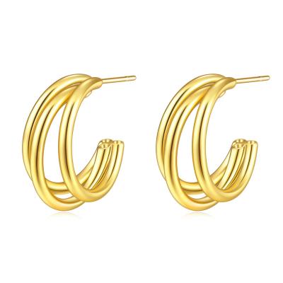 China Other high quality s925 sterling silver earrings simple women circle semi C shaped earrings for sale