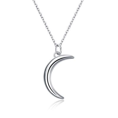 China Other New Fashion Jewelry 925 Sterling Silver Necklace Moon Shape Pendant Necklace for sale